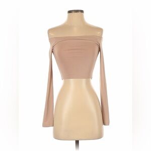 Abyss By Abby Nude Off-Shoulder Crop Top